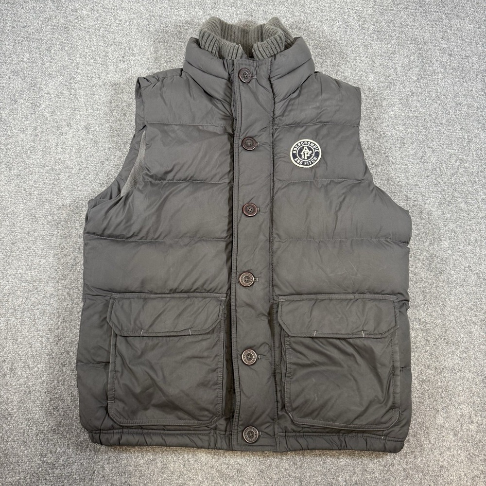 Abercrombie &‎ Fitch Vest Mens Large Black Summit Rock Puffer Quilted Outdoors